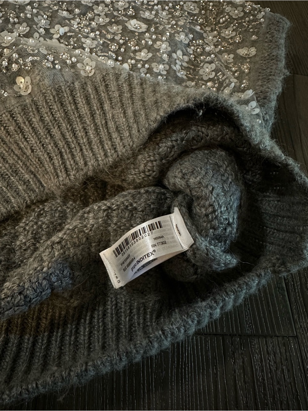 Zara Grey Beaded Knit Sleeveless Vest - Picture 5 of 6